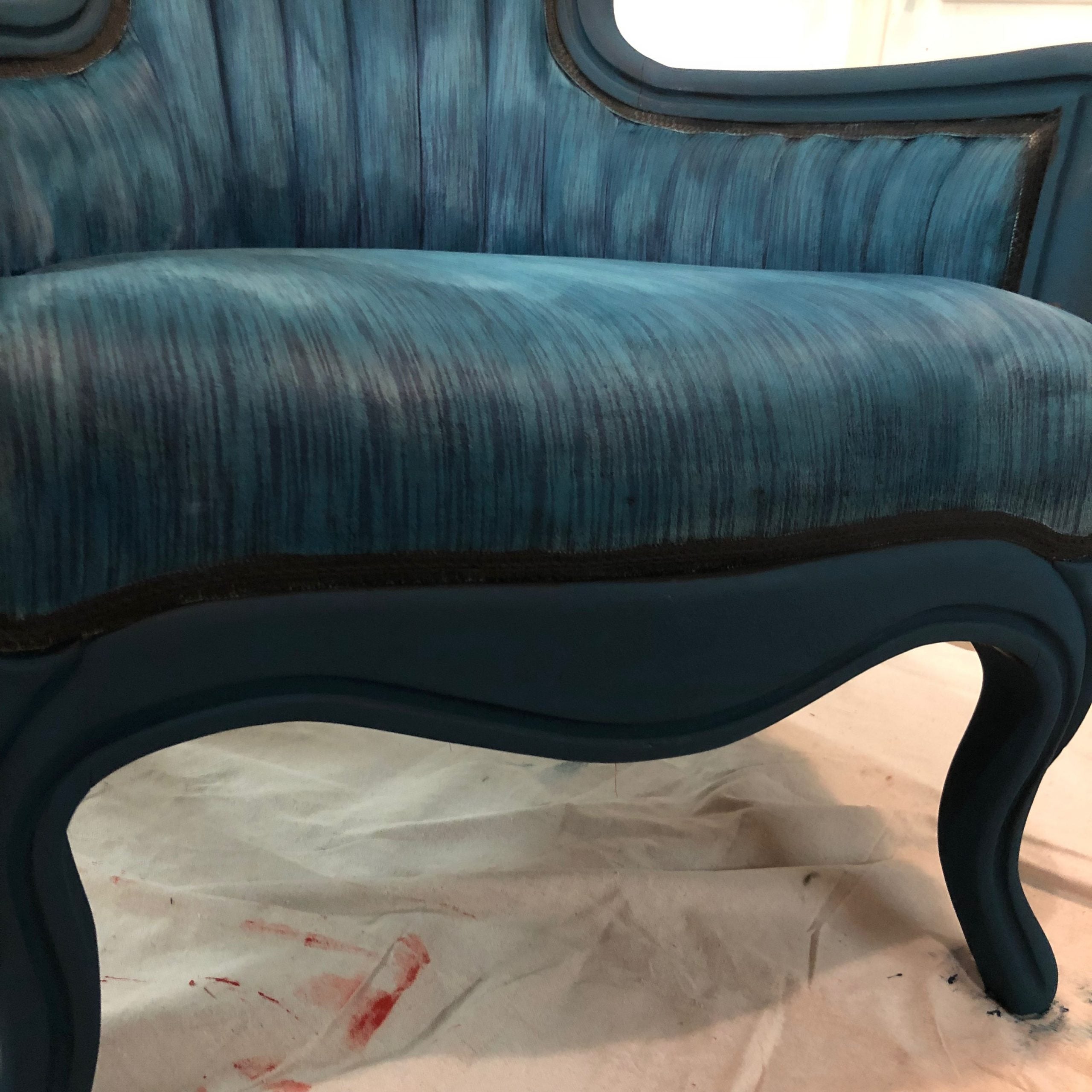 painted velvet chair